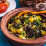 djiz-byz traditional dish liver heart potato greens side view